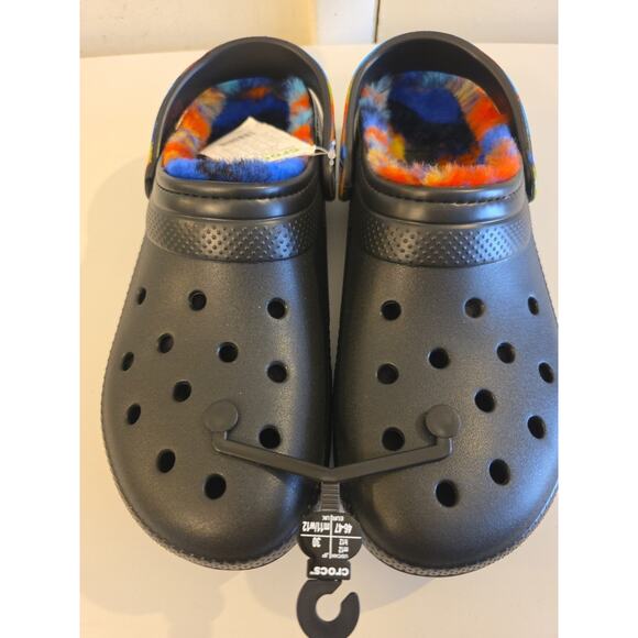 MEN\'S CROCS BLACK/MULTI CLASSIC FAUX FUR LINED SPRAY DYE CLOG OUTDOOR Sz 12 NWT main image 10
